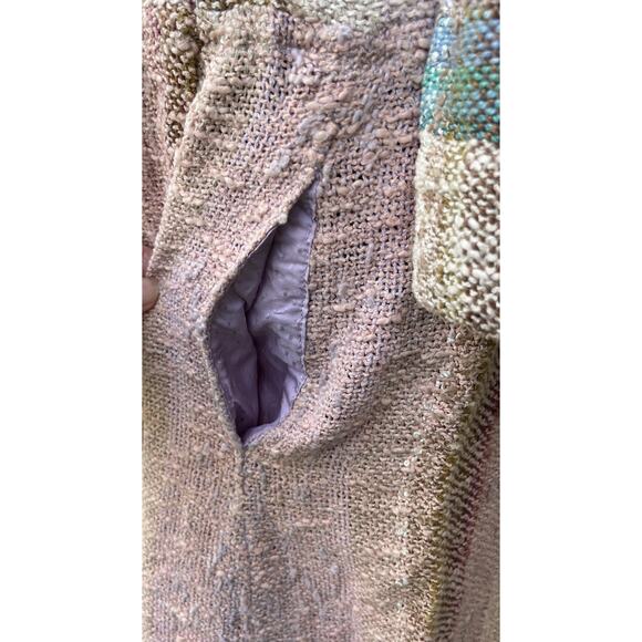 Susan Neal Sz S Pink/Tan Handwoven Stripe Funky Art-to-Wear Fiber Artist Dress - Picture 5 of 8